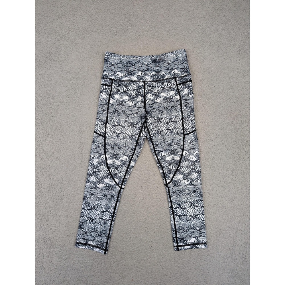 Zyia Active Leggings Womens 4 Black White Snake Print High Rise Yoga